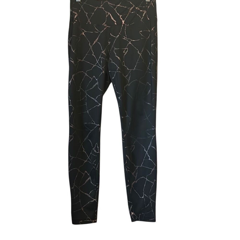 Avia‎ Women's Medium Black Marble Print High Waisted Athletic Leggings